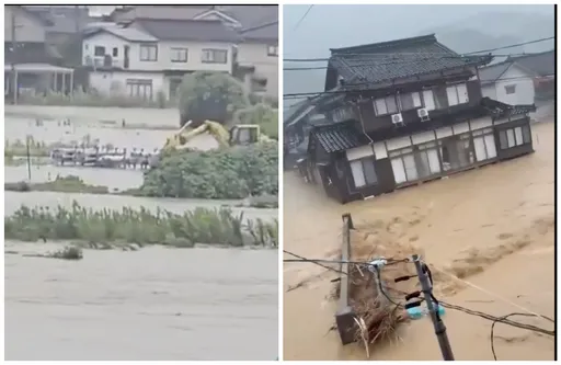 日本富山、石川暴雨致災　冰見市民眾：水淹到胸部