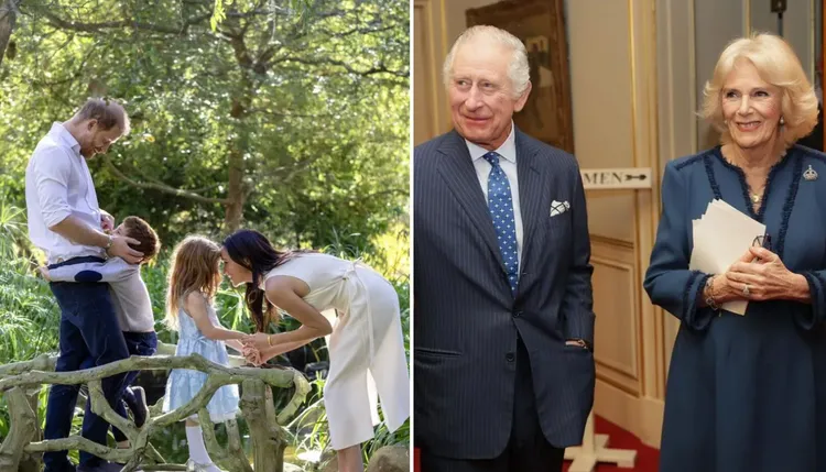 英王查爾斯三世夫婦（右圖）與哈利王子一家。翻攝IG