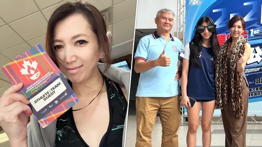 廖家儀暑假跨國奔波！陪女兒征戰壁球賽　樂當體育後援