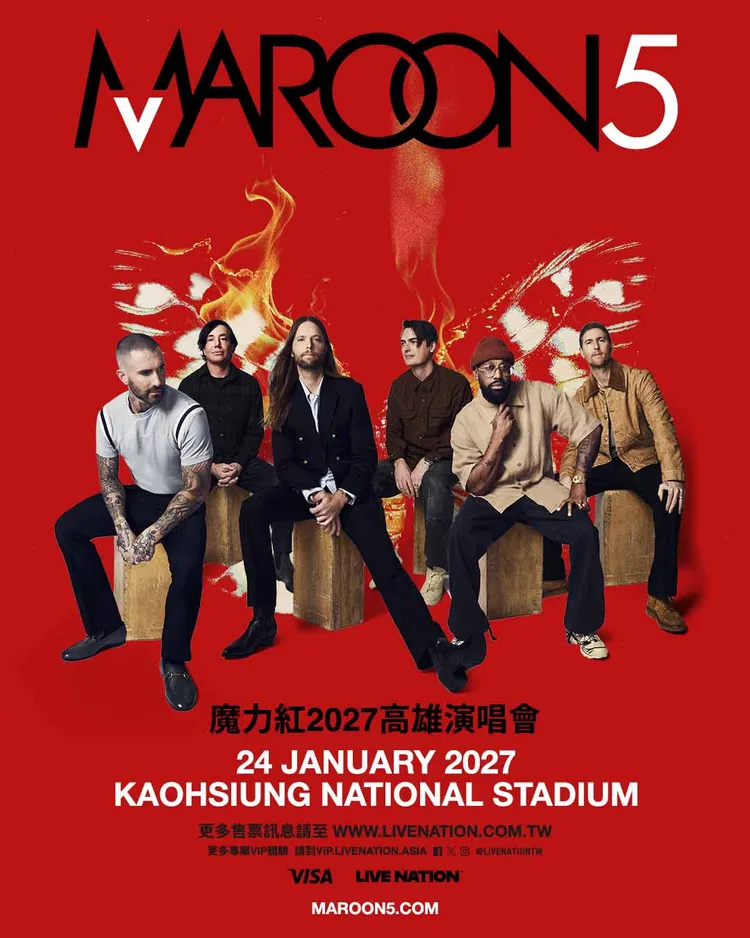 魔力紅《Maroon 5 Asia 2027 in Kaohsiung》主視覺。Live Nation Taiwan理想國提供