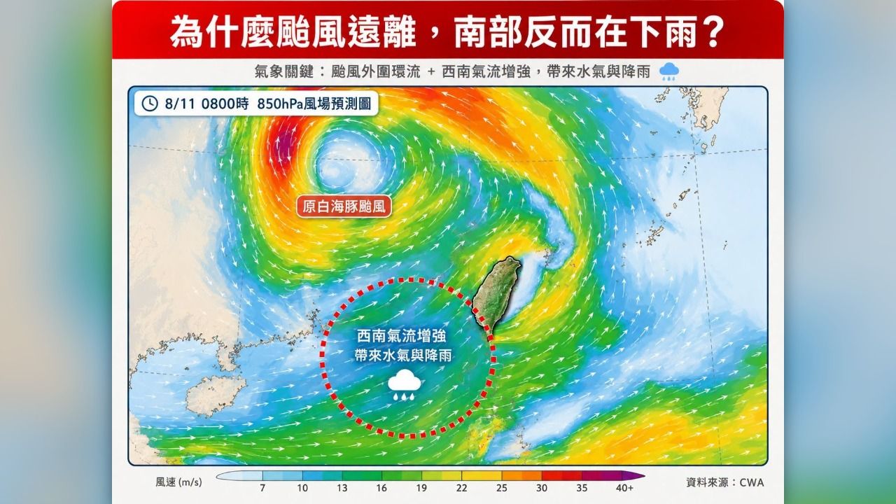 白海豚遠離 「水氣輸送帶」灌中南部!伴隨雷暴至少一周