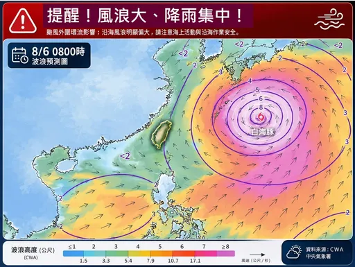 白海豚颱風周末2天「最搖滾」　專家示警：風浪大降雨集中