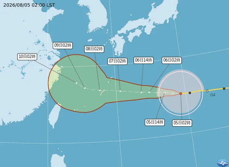 氣象署最新發布的白海豚颱風路徑圖。中央氣象署