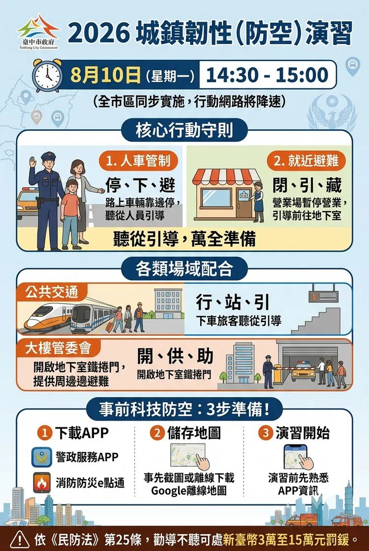 演習注意事項。警方提供