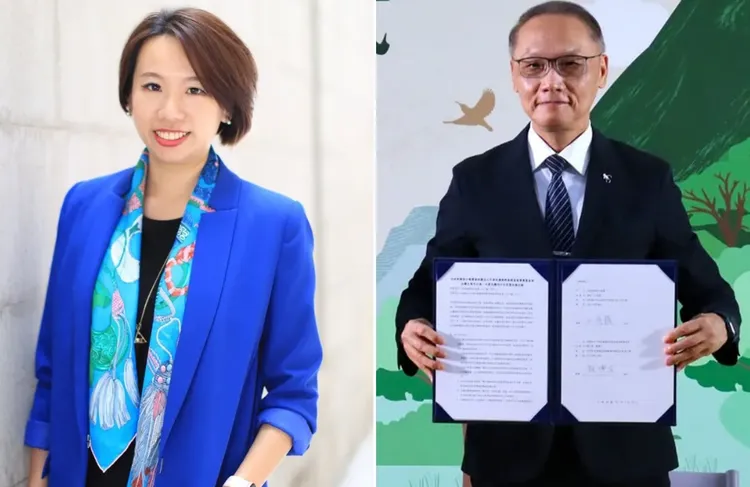 女律師陳昱瑄（左）與掮客詐騙慈濟10.6億元採購疫苗服務費，讓慈濟執行長顏博文（右）吃了個大悶虧。翻攝陳昱瑄、慈濟臉書
