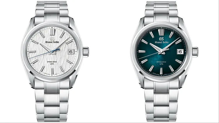 Grand Seiko Evolution 9系列白樺樹SLGB009（左）、阿寺溪谷SLGB011（右），各28萬元。品牌提供