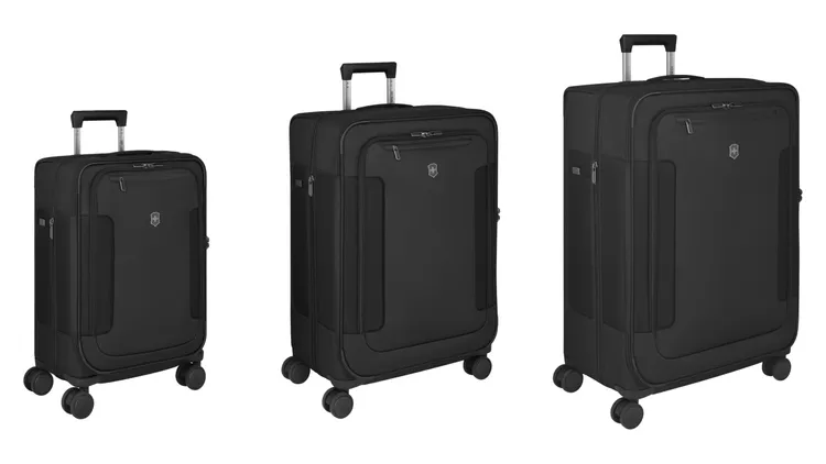 VICTORINOX Werks Traveler 7.0 Carry-on行李箱（左起）／2萬3100元、M尺寸／2萬4990元、L尺寸／2萬7300元。品牌提供
