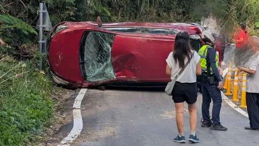 花蓮赤科山滿山金針花盛開　老夫妻上山賞花髮夾彎翻車釀2傷