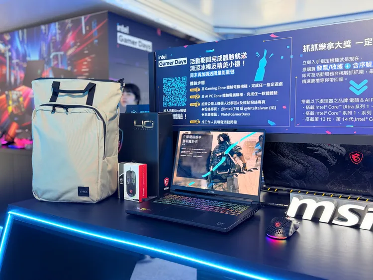 現場也展出Crosshair 16 Max HX電競筆電，並搭配電競後背包、滑鼠等周邊展示，鎖定開學季與遊戲玩家換機需求。趙筱文攝