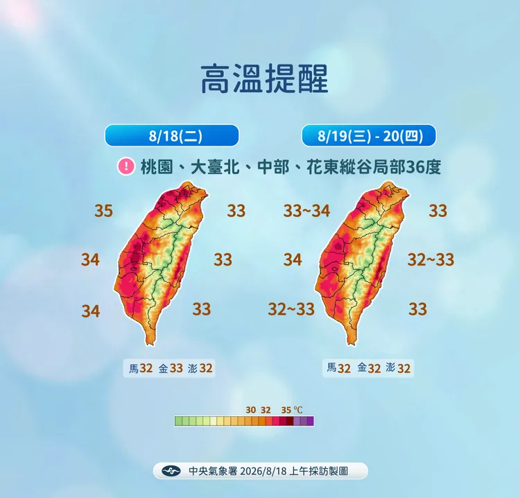 高溫提醒。氣象署提供