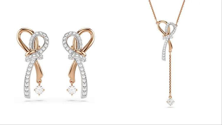 SWAROVSKI Hyperbola耳環（左）、Hyperbola項鍊，各5300元。品牌提供