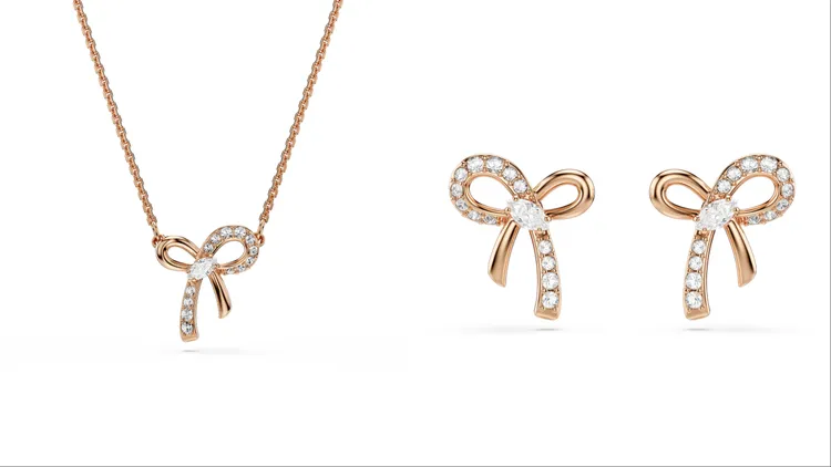 SWAROVSKI Hyperbola鍊墜（左）、Hyperbola耳釘（右），各4200元。品牌提供