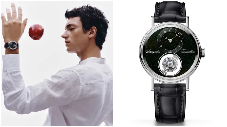 BREGUET Classique Tourbillon Sidéral 7255腕錶，38mm，950鉑金錶殼，黑色砂金石「大明火」琺瑯錶盤，187M1型手動上鍊機芯，動力儲存50小時，限量50只，777萬8000元。品牌提供