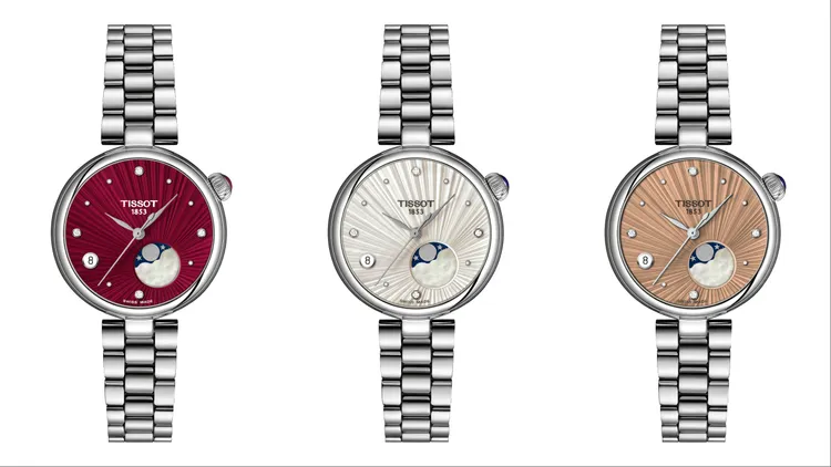 Tissot Désir系列月相石英腕錶，各1萬5300元。品牌提供