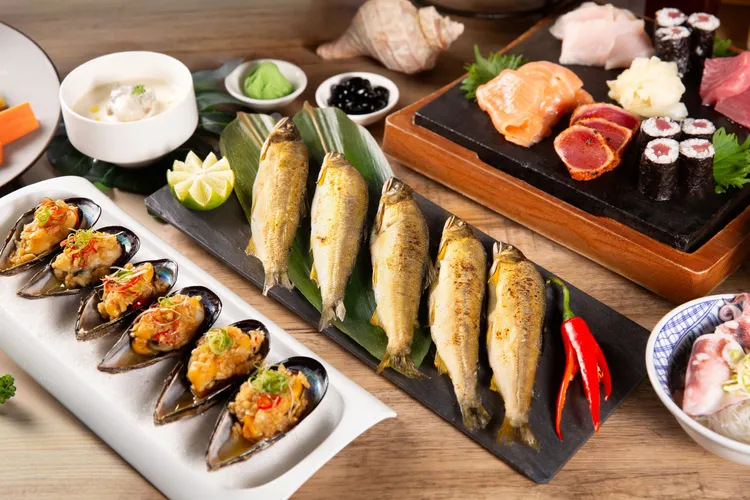 台北萬豪Garden Kitchen「鮪大航道・豪享海味」，融合西式、越式、日式、粵式等異國料理手法，變化出多道精彩海味料理。業者提供