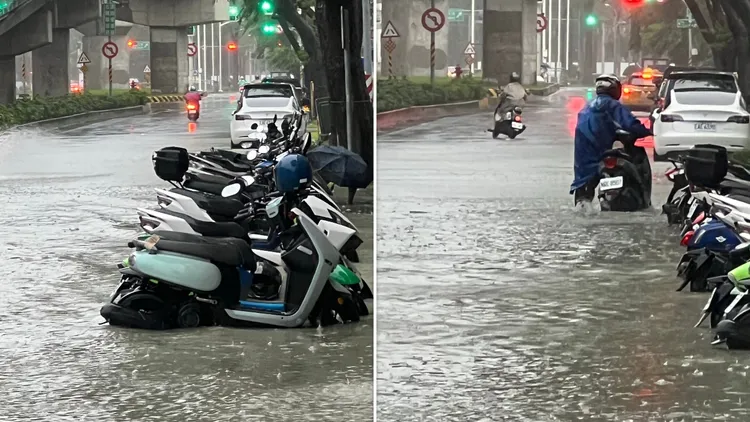 高雄受到西南風及低壓帶影響，多處路段傳出淹積水情況。「charming_meili_life」授權提供
