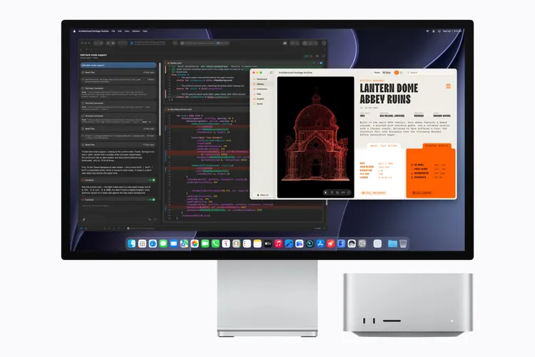 全新Mac Studio延續精巧機身設計，並升級AI、繪圖處理與連接效能，最高可配備512GB統一記憶體。蘋果提供