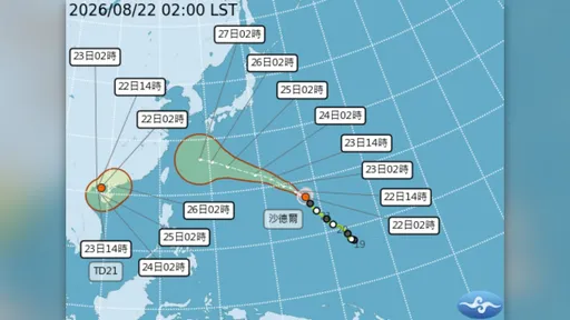 6縣市豪大雨　沙德爾今晚恐變強颱！路徑估「通過台灣北部陸地」