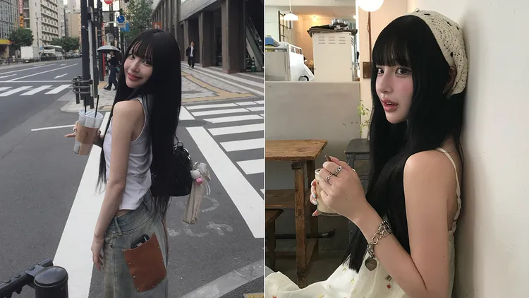 長髮正妹被搜出是混血網紅「鈴」。翻攝自鈴IG