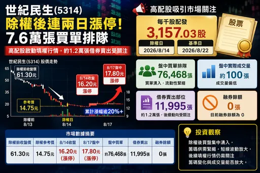 世紀民生連拉2根漲停！7.6萬張排隊搶買　高配股效應引爆填權行情