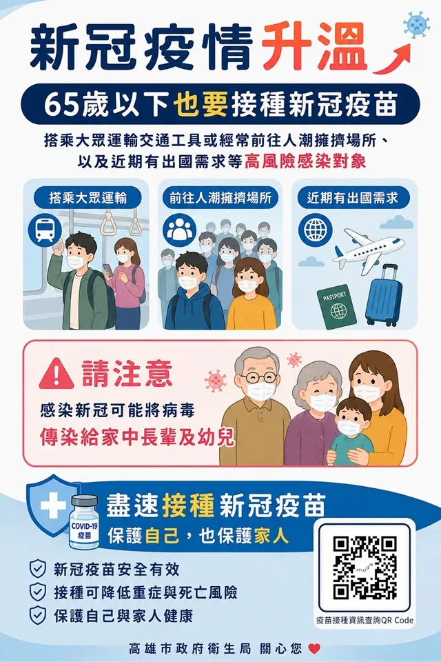 市府籲民眾儘速接種增防護力。市府提供