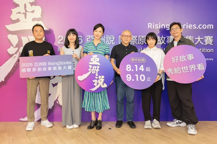 評審團監製陳亮材（左起）、編劇楊宛儒、天心、召集人楊志光、導演姜瑞智、編劇蔡顗禾出席媒體茶敘。七十六號原子提供