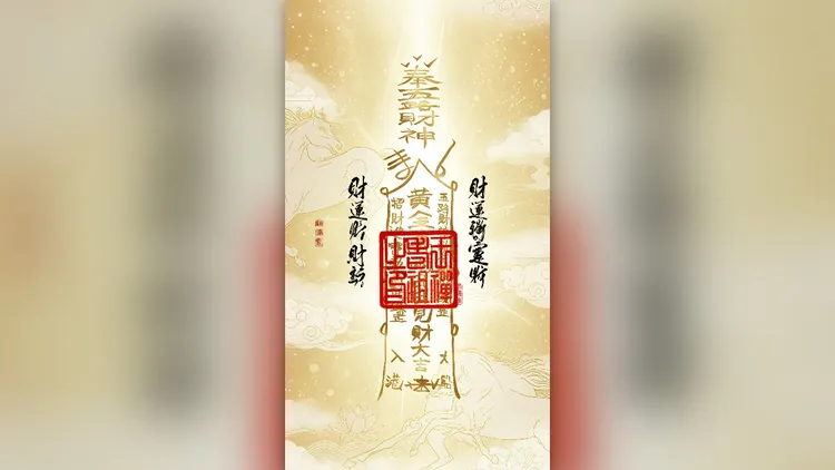 楊登嵙老師也分享五路財神符，可以當桌面。楊登嵙提供