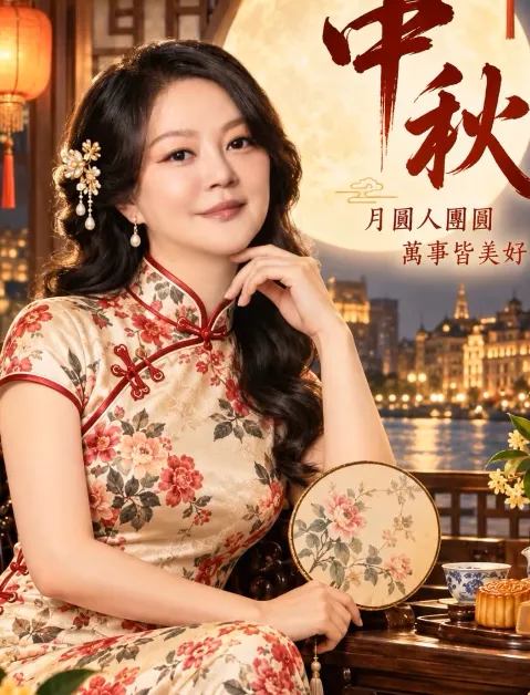 傅天穎以旗袍造型賀中秋。翻攝翻攝李傅中琴IG