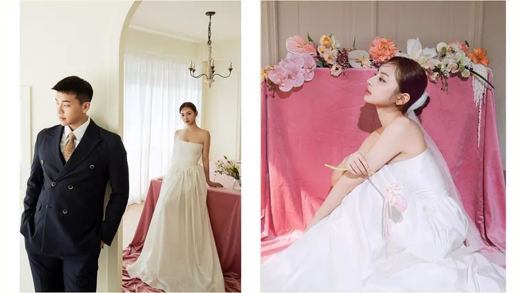 女團成員PER6IX的加瑄與網紅廟公Evan結婚。翻攝自加瑄IG