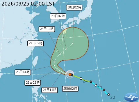 舒力基颱風確定不來了，還我一個完整的中秋教師假期。氣象署提供
