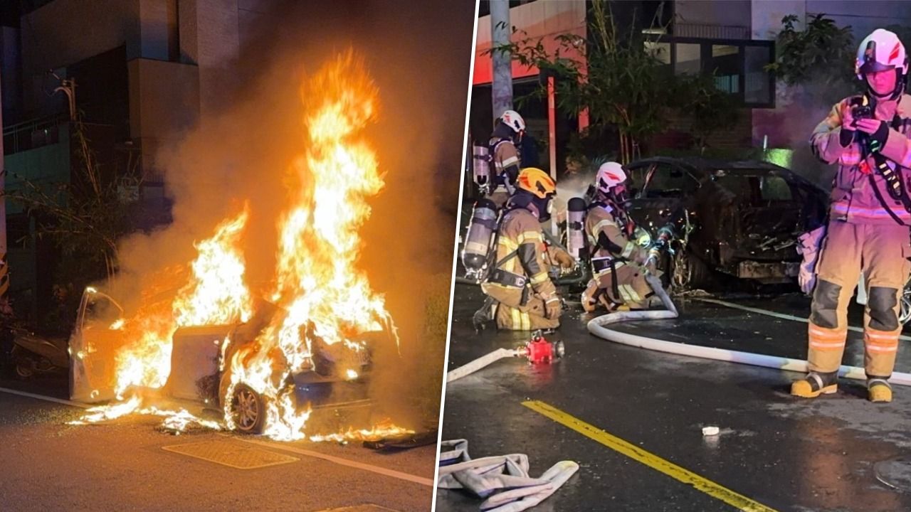 永康凌晨轎車突變火球!還傳爆炸聲 車主:後車廂有電動滑板車
