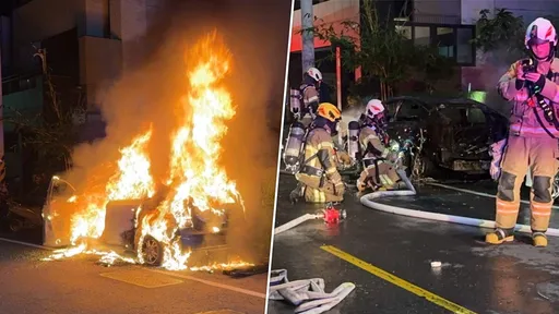 永康凌晨轎車突變火球！還傳爆炸聲　車主：後車廂有電動滑板車