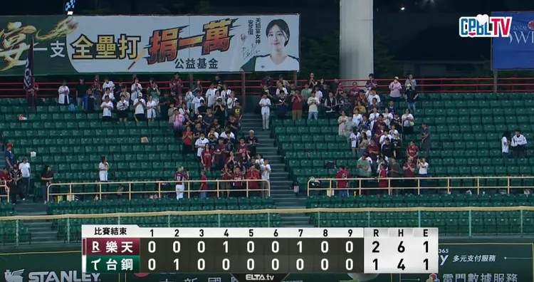樂天球迷排出「77」字樣。   翻攝CPBL TV