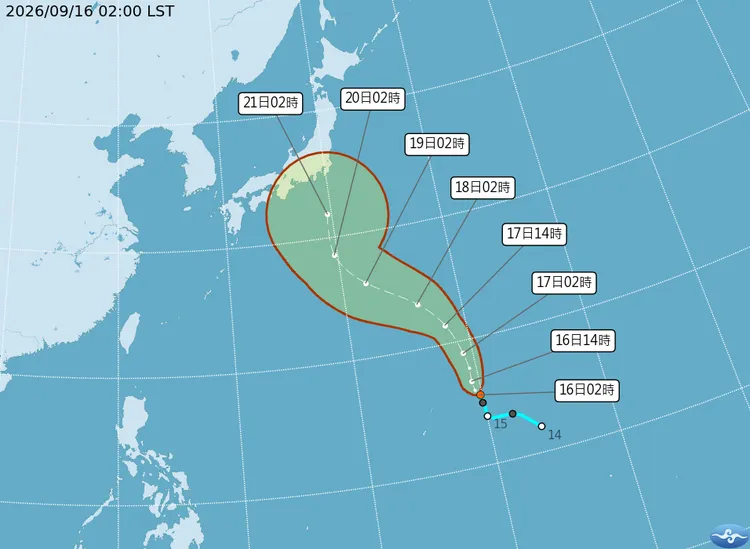位於關島東北東方海面上的熱帶性低氣壓，預估今天中午前後有發展為輕度颱風「杜鵑」的趨勢。中央氣象署