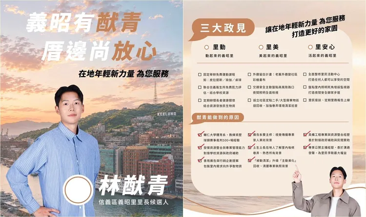 林猷青宣佈選基隆市信義區的里長。翻攝自林猷青臉書