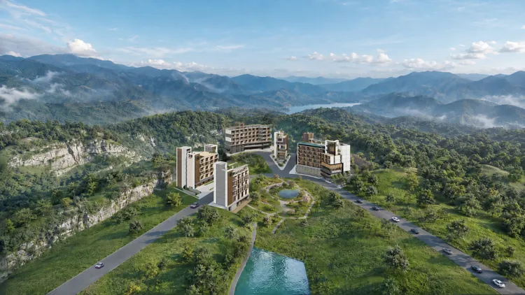 南投日月潭AC歐軒酒店位於水社往向山的路段，5棟建物共設置173間客房。業者提供（示意圖）
