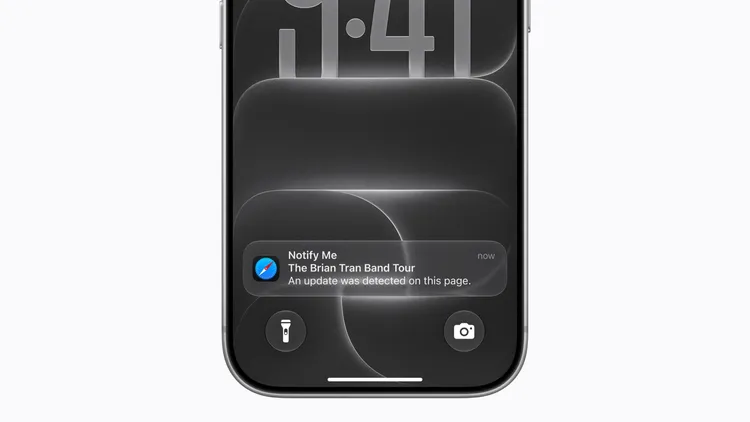 iOS 27為Safari加入「通知我」功能，可持續追蹤網頁內容變化，包括商品價格調整、重新補貨等資訊，一旦偵測到更新，就會直接透過通知提醒使用者。Apple