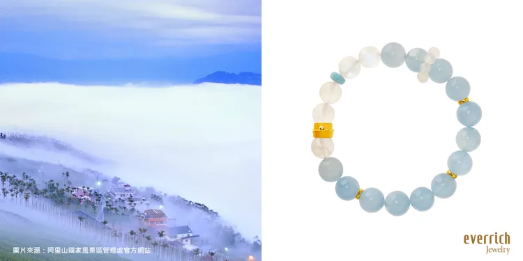 有海外夫妻在旅程中曾有到阿里山看日出的經歷，最終挑選阿里山日出系列的水晶珠串手鍊，將等待日出的感動帶回家。業者提供