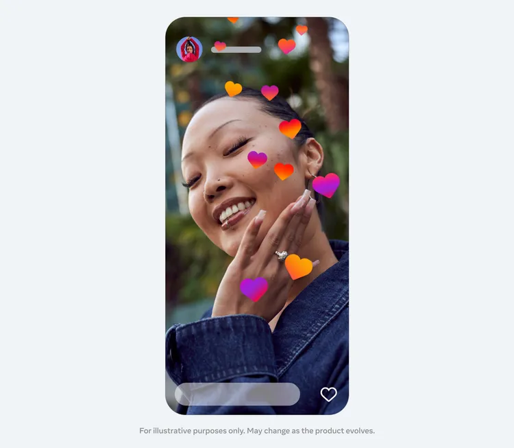 Instagram Plus可於限時動態傳送「超級愛心」。Meta提供