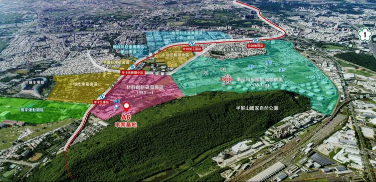 A5與A6街廓與台積電位置圖。高市都發局提供