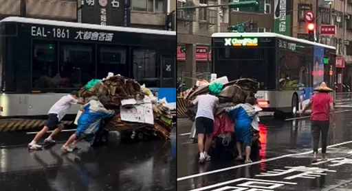 國中生淋雨幫阿伯推回收車　目擊者「雨很大心好暖」！釣出媽媽回應了
