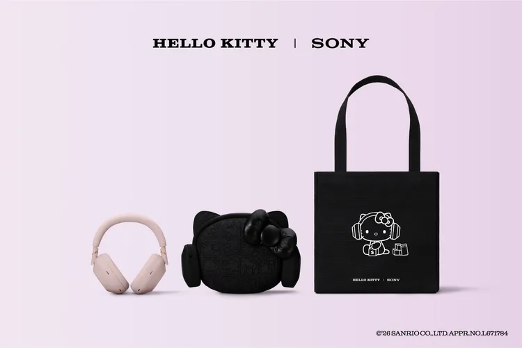 Sony首度攜手Hello Kitty推出限定聯名企劃，WH-1000XM6合作限定版隨附Hello Kitty獨家收納包及托特包，建議售價1萬4400元，預計10月中在台開賣。Sony提供
