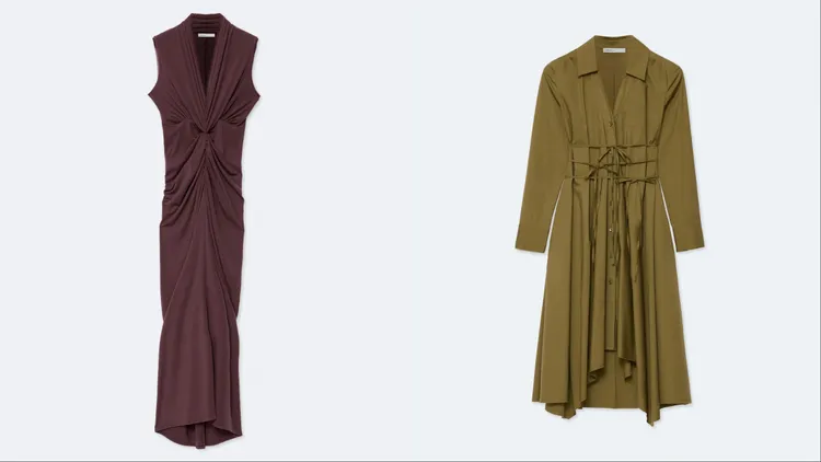 ALLSAINTS DARIYA洋裝（左）8200元、MARLEY洋裝（右）1萬300元。品牌提供