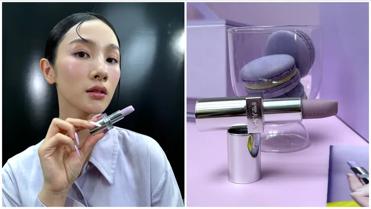 PRADA 經典潤唇膏#U003幻光紫，1550元。張家玲攝