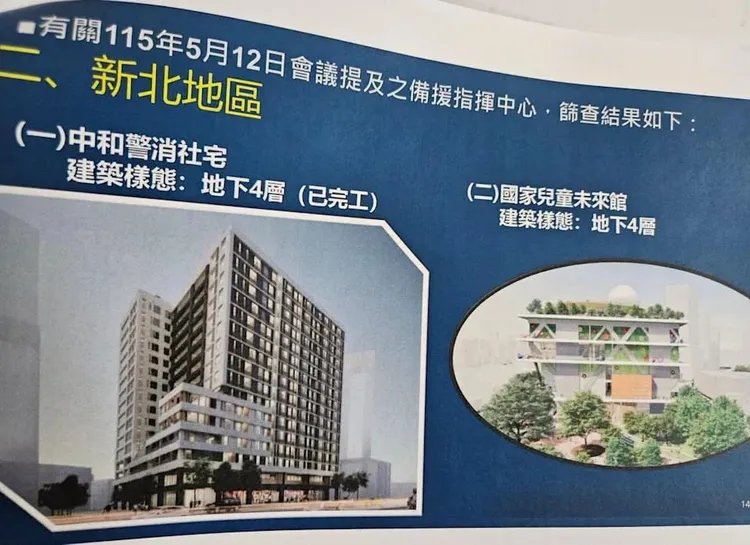 網傳戰時應變中心納入新北警消社宅、兒童未來館。翻攝畫面