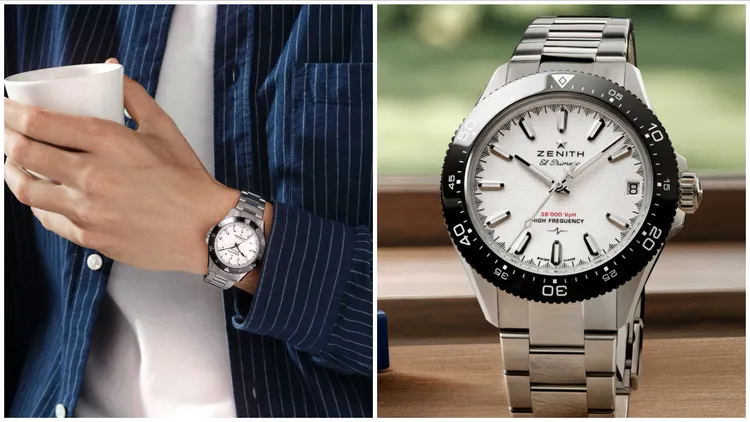 ZENITH CHRONOMASTER SOLO SPORT高頻三針運動錶（白面日期款），36萬300元。品牌提供 