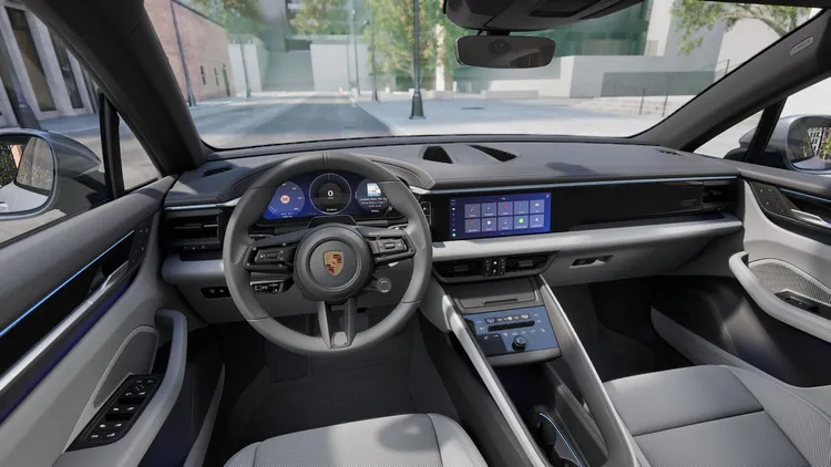 Macan Electric精選套件內裝提供14向電動舒適座椅、真皮內裝、座椅通風及GT跑車式方向盤。原廠照片