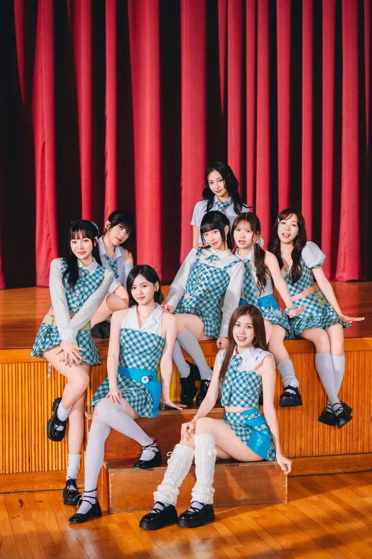 海莉、紀欣伶、靚靚、隊長艾莉兒、叩叩、魚肉、Lydia及慢慢組成青春無敵女團。緯來電視網 × 泰坦星文創提供