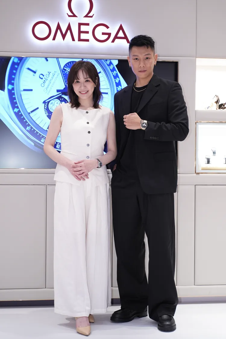 蔡依珊（左）和瘦子今日出席OMEGA Speedmaster超霸系列主題特別活動。彭欣偉攝
