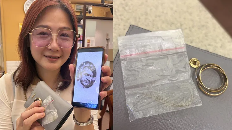 林鳳英隨身攜帶馬克的婚戒、照片、頭髮，如同物在人在。林鳳英提供